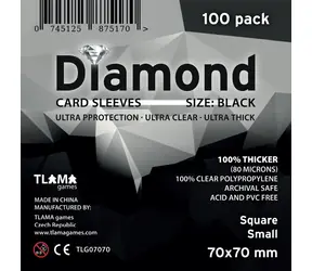 TLAMA games Obaly na karty Diamond Black: Square Small (70x70 mm) (80 mikronů, 100 ks)