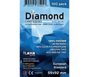 TLAMA games Obaly na karty Diamond Blue: European Standard (59x92 mm) (80 mikronů, 100 ks)