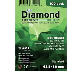 TLAMA games Obaly na karty Diamond Green: Standard (63,5x88 mm) (80 mikronů, 100 ks)