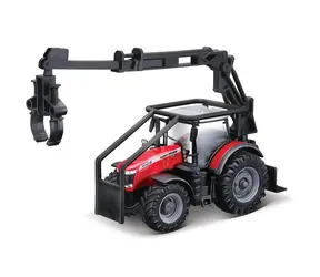 Bburago FARMLAND Lesní traktor se 3 kládami Traktor Massey Ferguson 8740S / 10 cm / od 3 let