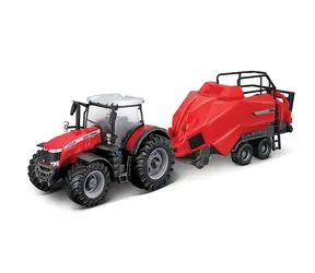 Bburago FARMLAND Traktor Massey Ferguson 8740S s balíkovačkou / 10 cm / od 3 let