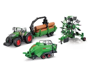 Bburago FARMLAND Set Traktor FENDT 1050 VARIO se třemi přívěsy / 10 cm / od 3 let