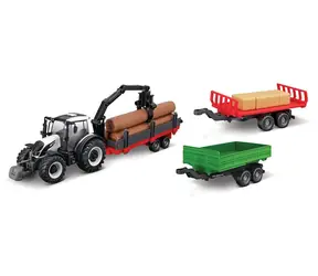 Bburago FARMLAND Set Traktor Valtra N174 se třemi přívěsy / 10 cm / od 3 let