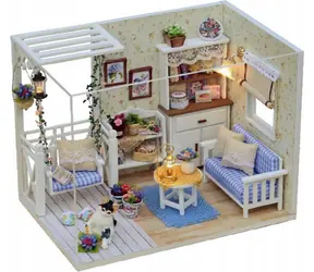 KIK retro obývací pokoj s LED osvětlením DIY model / od 8 let