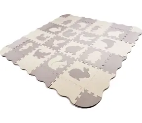 KIK Pěnové puzzle šedo-krémové zvířátka / od 3 let