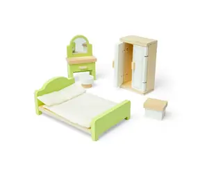 Bigjigs Toys Dřevěný nábytek do domečku pro panenky Ložnice / od 3 let