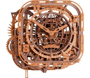 WOODEN CITY 3D puzzle Gear Globe nástěnné hodiny 416 dílků / od 15 let