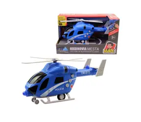 MaDe 25565 - Vrtulník policejní SK na setrvačník na baterie se světlem a zvukem 20 cm / od 3 let