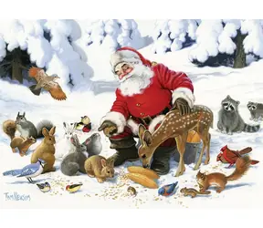COBBLE HILL Rodinné puzzle Santa se zvířecími přáteli / 350 dílků / od 9 let