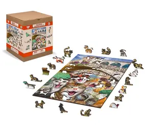 WOODEN CITY Dřevěné puzzle Koťata v Benátkách 2v1 / 300 dílků / EKO / od 8 let