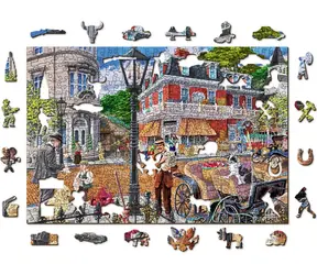 WOODEN CITY Dřevěné puzzle Hlavní ulice 2v1 / 505 dílků / EKO / od 14 let