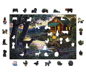 WOODEN CITY Dřevěné puzzle Večer v domě u jezera 2v1 / 505 dílků / EKO / od 14 let