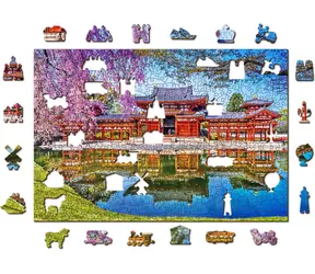 WOODEN CITY Dřevěné puzzle Chrám Byodo-in, Kjóto, Japonsko / 505 dílků / od 14 let
