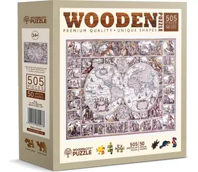 WOODEN CITY Dřevěné puzzle Mapa doby objevů / 505 dílků / od 14 let