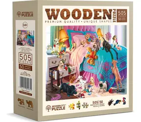 WOODEN CITY Dřevěné puzzle Nezbedná štěňata / 505 dílků / od 14 let
