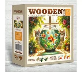WOODEN CITY Dřevěné puzzle Kočky a rybičky / 505 dílků / od 14 let