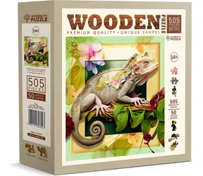 WOODEN CITY Dřevěné puzzle Chameleon a květiny / 505 dílků / od 14 let
