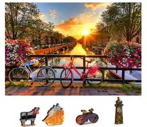 WOODEN CITY Dřevěné puzzle Kola v Amsterdamu 2v1 / 75 dílků / od 6 let