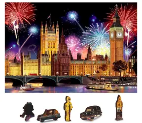 WOODEN CITY Dřevěné puzzle Noční Londýn 2v1 / 75 dílků / od 6 let