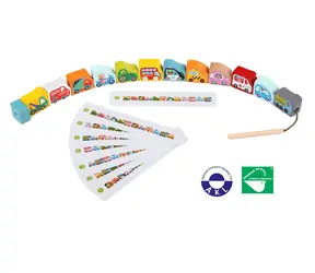 CUBIKA 14316 Navlékací dopravní prostředky - navlékací set - 13 dřevěných dílů a 8 předloh