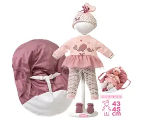 Llorens M740-14 obleček pro panenku miminko NEW BORN velikosti 40-42 cm s nosítkem do ruky