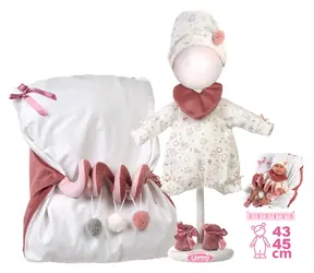 Llorens M740-26 obleček pro panenku miminko NEW BORN velikosti 40-42 cm a podložka se spirálovou hračkou
