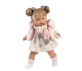 Llorens 38362 JOELLE - realistická panenka se zvuky a měkkým látkovým tělem - 38 cm