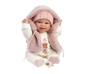 Llorens 63814 NEW BORN - realistická panenka miminko se zvuky a měkkým látkovým tělem - 38 cm