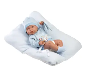 Llorens 84345 NEW BORN CHLAPEČEK - realistická panenka miminko s celovinylovým tělem - 43 cm
