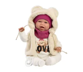 Llorens 74142 NEW BORN - realistická panenka miminko se zvuky a měkkým látkovým tělem - 42 cm