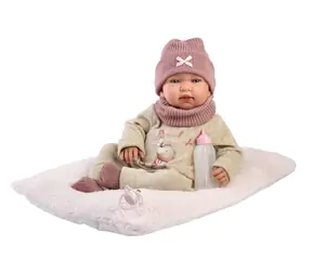 Llorens 84488 NEW BORN - realistická panenka miminko se zvuky a měkkým látkovým tělem - 44 cm
