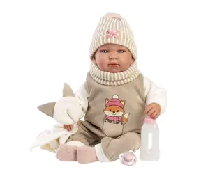 Llorens 84490 NEW BORN - realistická panenka miminko se zvuky a měkkým látkovým tělem - 44 cm