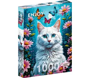 ENJOY Puzzle Bílá kočka / 1000 dílků / od 14 let