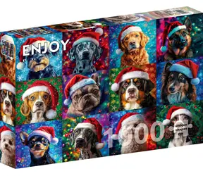 ENJOY Puzzle Vánoční psi / 1000 dílků / od 14 let