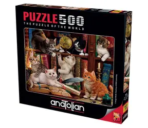 ANATOLIAN Puzzle Kočičky v knihovně / 500 dílků / od 12 let