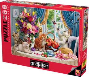 ANATOLIAN Puzzle Načechraná koťátka v obývacím pokoji / 260 dílků / od 8 let
