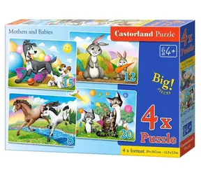 Castorland 041053 Puzzle Zvířecí maminky s mláďaty 4v1 (8,12,15,20 dílků) / 20 dílků / od 4 let