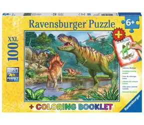 Ravensburger Puzzle Pravěký svět dinosaurů XXL + omalovánky / 100 dílků / od 6 let