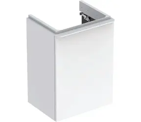 Geberit Smyle Square - Umyvadlová skříňka lesklá bílá/matná bílá / 44x36x62 cm / 1 dvířka / panty vlevo