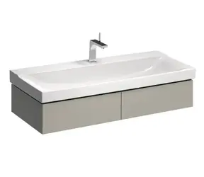 Geberit Xeno 2 - Skříňka pod umyvadlo 120 cm s LED svítidlem šedobéžová / 2 zásuvky, 