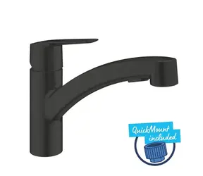 Grohe QuickFix Start - Dřezová baterie s výsuvnou sprškou matná černá 