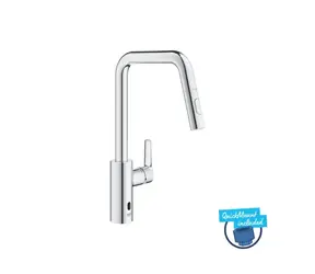 Grohe QuickFix Start - Elektronická dřezová baterie s výsuvnou sprškou bateriové napájení chrom 