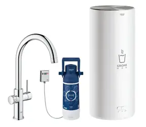 Grohe Red - Dřezová baterie Duo s ohřevem vody a filtrací zásobník L chrom 