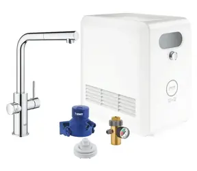 Grohe Blue Professional - Dřezová baterie s chladicím zařízením a filtrací výsuvná sprška chrom 