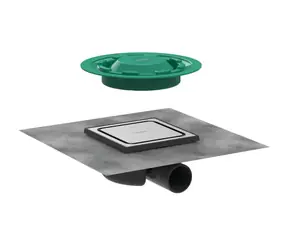 Hansgrohe RainDrain Spot - Podlahová vpusť s roštem 15x15 cm | kartáčovaná nerez 
