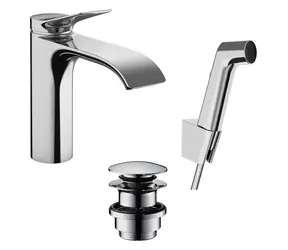 Hansgrohe Vivenis - Umyvadlová baterie s výpustí Push-Open a bidetovou sprškou | EcoSmart | chrom 