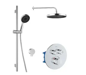 kielle Oudee - Sprchový set s termostatickou baterií pod omítku | pro 2 spotřebiče | s příslušenstvím a tělesem | chrom