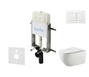 kielle Genesis New - Set předstěnové instalace | klozetu Gaia | Rimless | softclose a Gemini New III | lesklá bílá