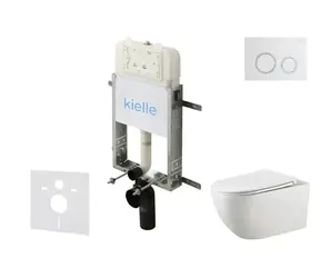 kielle Genesis New - Set předstěnové instalace | klozetu Gaia | Rimless | softclose a Gemini New II | lesklá bílá/chrom