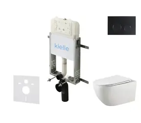 kielle Genesis New - Set předstěnové instalace | klozetu Gaia | Rimless | softclose a Gemini New II | matná černá